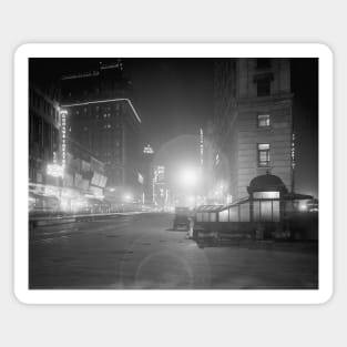 Broadway at Night, 1910. Vintage Photo Magnet